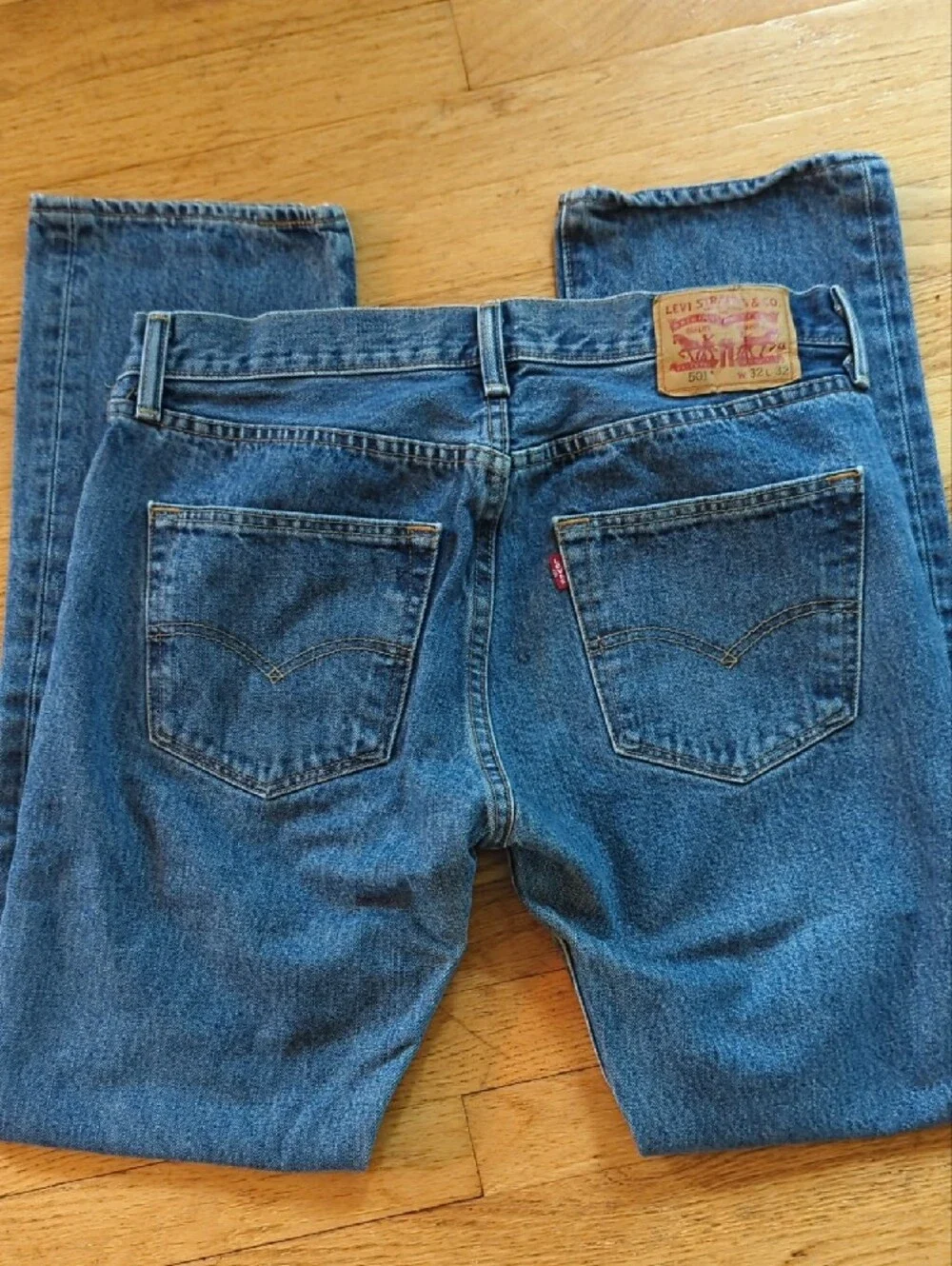 LEVI'S 501: Straight Leg, Medium Blue Denim, Button-Fly Jeans (Men's/Women's)